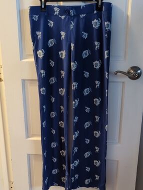 Betabrand Blue Floral Print Pants
